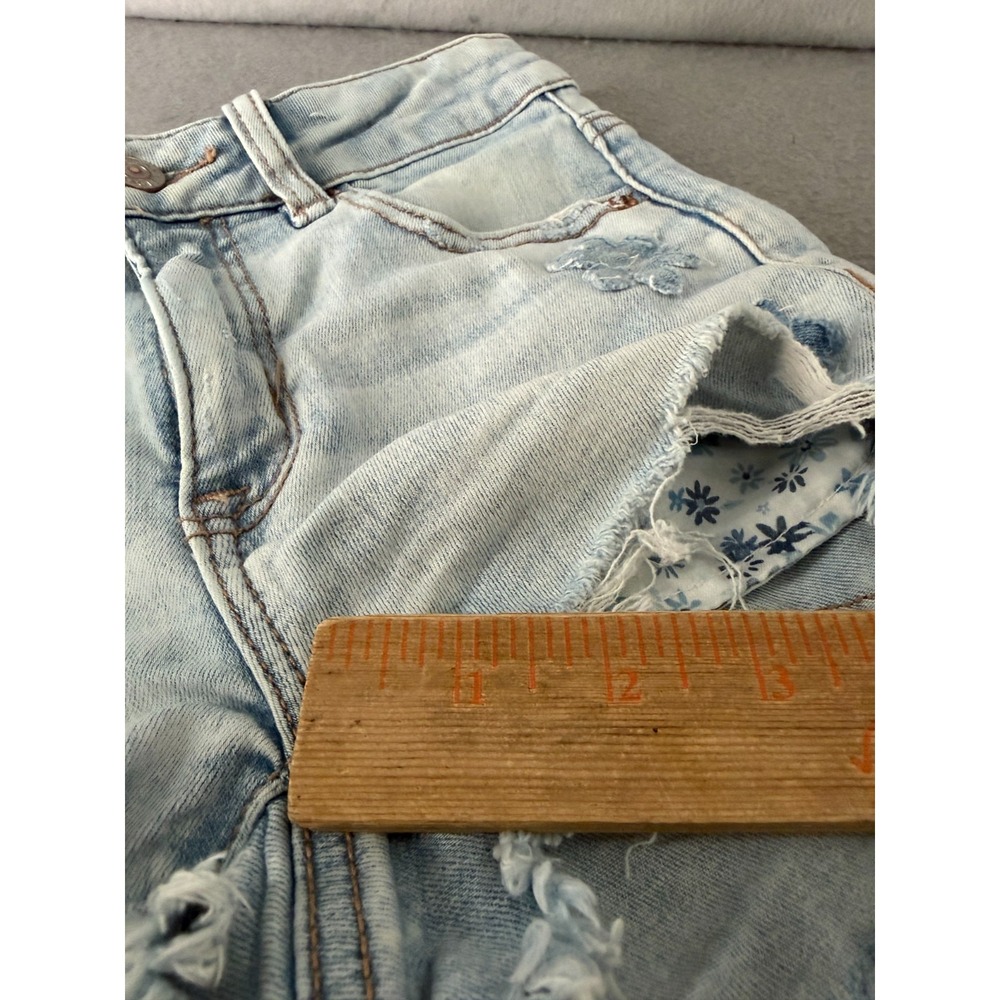 American Eagle Hi-Rise Shortie Jean Shorts 000 Denim Cut Off Coquette Soft Girl - Picture 9 of 13